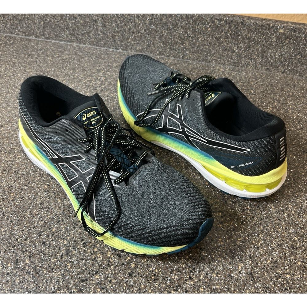 Asics GT-2000 10 1011B185 Mens US 10.5 Running Shoes Gray Green Athletic Sneaker